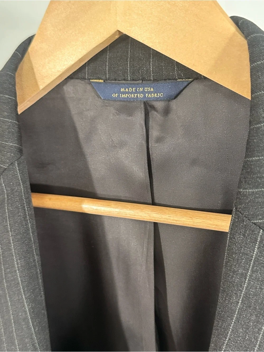 Brooks Bros 1818 Madison Pinstripe Wool Blazer 43R Black Estrato Tollegno Italy